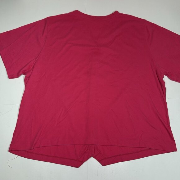 BRIDGE GATE Women Hot Pink Short Sleeve Button Up Knit Top V-neck Sz 2X - Picture 5 of 5
